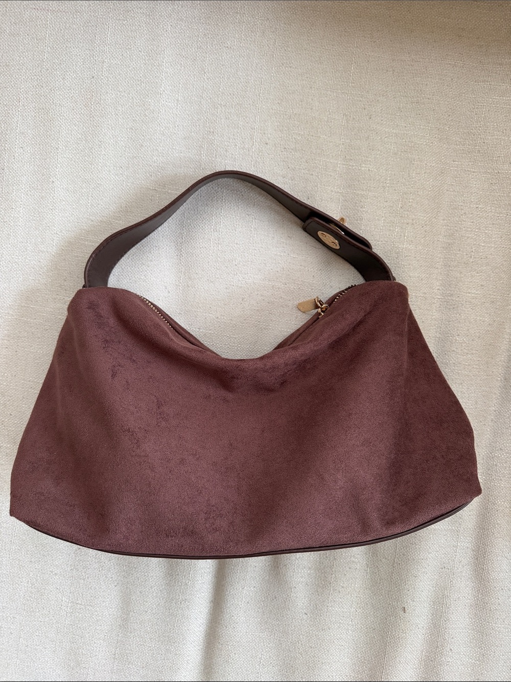 Women's Brown Faux Suede Hobo Bag - Classic Shoulder Style - Picture 8 of 12